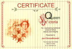 CERTIFICATE Queen Victoria